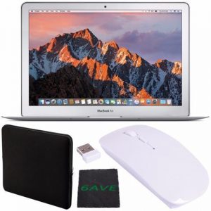 Apple 13.3" MacBook Air 256GB SSD #MQD42LL/A + Padded Case For Macbook + Fibercloth + Ultra-Slim 2.4 GHz Optical Wireless Mouse with USB Nano Receiver For Laptop PC Macbook (White) Bundle Apple