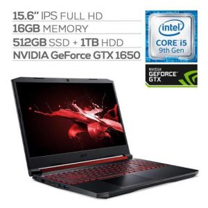 Acer Nitro 5 Gaming Laptop, 15.6" IPS Full HD, GTX 1650, Core i5-9300H up to 4.10 GHz, 16GB RAM, 512GB SSD+1TB HDD, Backlit, RJ-45 Ethernet, BT 5.0, USB-C, Win 10 Acer America