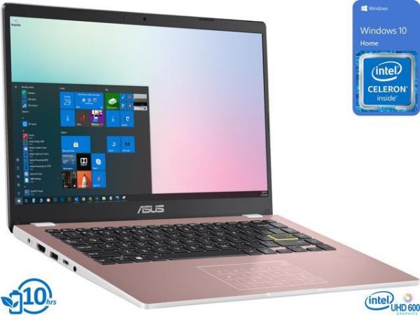 ASUS E Series Notebook, 14" HD Display, Intel Celeron N4020 Upto 2.8GHz, 4GB RAM, 128GB eMMC, HDMI, Card Reader, Wi-Fi, Bluetooth, Windows 10 Home S ASUS