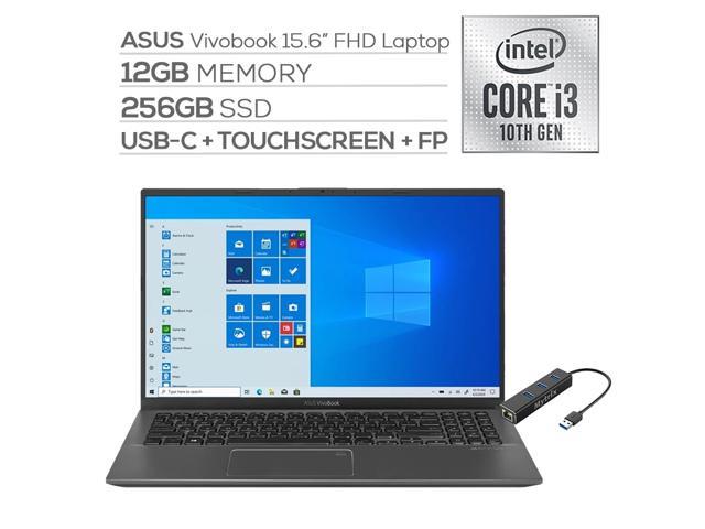 ASUS VivoBook 15.6" FHD Touchscreen Laptop, 1080p NanoEdge, Inetl Core i3-1005G1 Dual-Core, 12GB RAM, 256GB SSD, USB-C, FP Reader, WebCam, Mytrix Ethernet Hub, Win 10 S ASUS