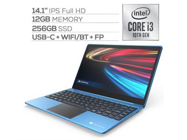 Gateway Notebook Ultra Slim Laptop 14.1" IPS FHD Intel Core i3-1005G1 Up to 3.4GHz 12GB RAM 256GB SSD USB-C FP Reader Webcam HDMI Wi-Fi THX Audio Win 10 S Blue Gateway