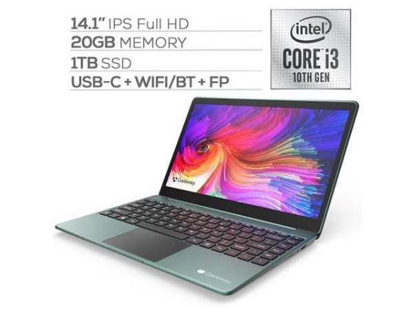 Gateway Notebook Ultra Slim Laptop 14.1" IPS FHD Intel Core i3-1005G1 Up to 3.4GHz 20GB RAM 1TB SSD USB-C FP Reader Webcam HDMI Wi-Fi THX Audio Win 10 S Green Gateway