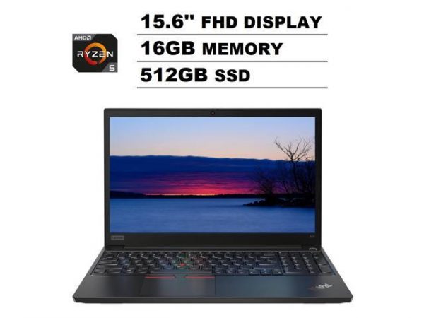 Lenovo ThinkPad E15 15.6" IPS FHD (1920x1080) Business Laptop (AMD 6-Core Ryzen 5-4500U (Beat i7-8750H), 16GB DDR4 RAM, 512GB PCIe M.2 SSD) Type-C, HDMI, Wi-Fi 6, RJ-45, Webcam, Windows 10 Pro Lenovo