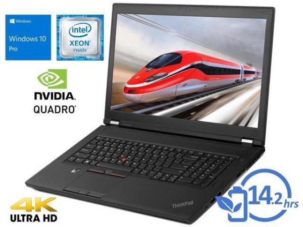 Lenovo ThinkPad P71 Notebook, 17.3" 4K UHD Display, Intel Xeon E3-1535M Upto 4.2GHz, 16GB RAM, 512GB NVMe SSD, NVIDIA Quadro P4000, HDMI, Micro DP, Thunderbolt, Wi-Fi, BT, Windows 10 Pro (20HK003FUS) Lenovo