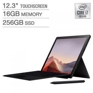 Microsoft Surface Pro 7 Bundle - 10th Gen Intel Core i7 - 2736 x 1824 Display - Windows 10 - Black Laptop Tablet Notebook 16GB memory 256GB SSD Microsoft