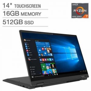 New Lenovo Flex 5 14" FHD IPS 2-in-1 Touchscreen Laptop | AMD Ryzen 7 4700U 8-Core | 16GB DDR4 RAM | 512GB SSD | Backlit Keyboard | Fingerprint Reader | Win 10 Home Lenovo