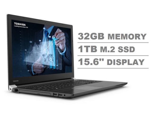 Toshiba Dynabook Tecra A50-F 15.6" Full HD FHD (1920x1080) Business Laptop (Intel Quad Core i7-8565U, 32GB DDR4 RAM, 1TB M.2 SSD) Wi-Fi 6, Type-C, HDMI, 4 x USB, DVD, VGA, Windows 10 Pro 64-bit Toshiba