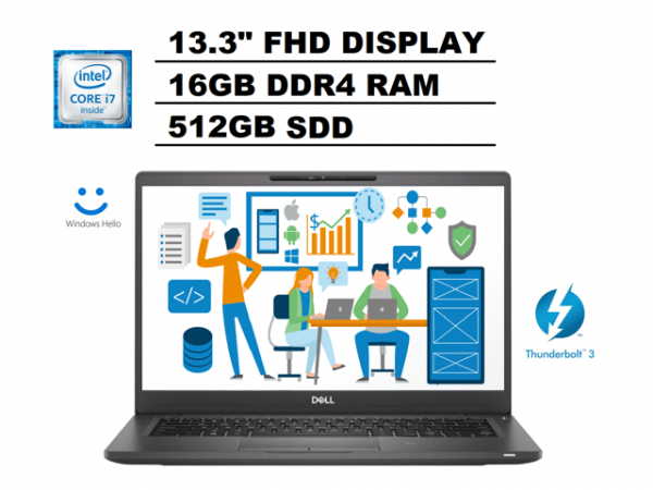 2020 DELL Latitude 7000 7300 13.3" FHD (1920x1080) Business Laptop (Intel Quad-Core i7-8665U, 16GB DDR4 RAM, 512GB SSD) Thunderbolt 3, HDMI, Webcam, Backlit, Windows Hello, Windows 10 Pro DELL