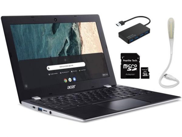 Acer Chromebook 311 11.6" HD Touchscreen Laptop, Intel Celeron N4000, 4 GB RAM 32 GB Flash Memory, Webcam, Chrome OS, Bundle with Pearlite Tech 16GB Micro SD Card & 4 Port USB 3.0 Hub & USB Light Acer America