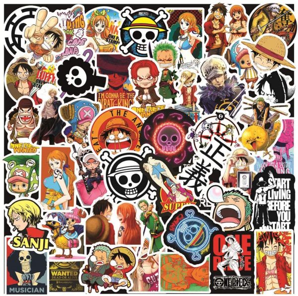100Pcs One Piece Stickers Pack for Laptop| Nami Zoro Ace Luffy Chopper One Piece Anime Graffiti Waterproof Vinyl Stickers for Teens Adults DIY Laptop Water Bottle Skateboard Bike Book Travel Case