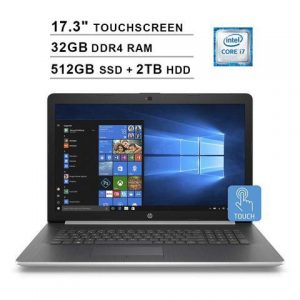 2020 HP Pavilion Newest 17 17.3 Inch HD+ SVA Touchscreen Laptop (Intel Quad Core i7-8565U up to 4.6 GHz, 32GB RAM, 512GB SSD + 2TB HDD, Intel UHD Graphics 620, DVD, Bluetooth, WiFi, HDMI, Windows 10) HP
