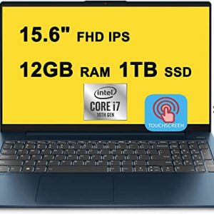 2021 Flagship Lenovo IdeaPad 5 Business 15 Laptop 15.6" FHD IPS Touchscreen 11th Gen Intel 4-Core i7-1165G7 12GB RAM 1TB SSD Fingerprint Backlit Keyboard USB-C Dolby Win10 Blue + iCarp HDMI Cable