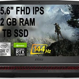 2021 Flagship MSI GF65 Thin Gaming Laptop 15.6" FHD IPS 144Hz Display 10th Gen Intel Hexa-Core i7-10750H 32GB RAM 1TB SSD GeForce RTX 3060 6GB Backlit USB-C WiFi6 Win10 Black + iCarp HDMI Cable