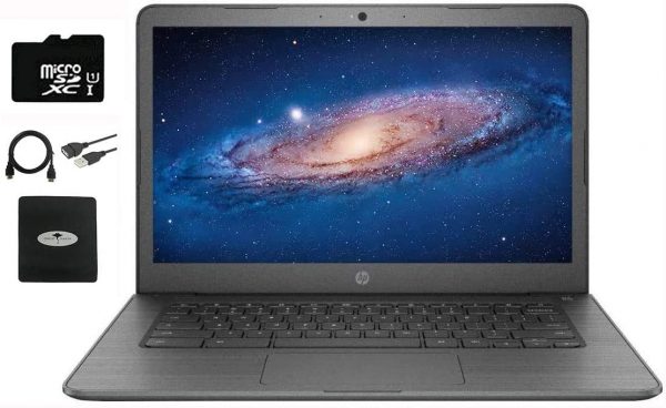 2021 HP 14" HD Touchscreen Laptop Chromebook for Business Student, AMD A4-9120C(up to 2.4GHz), 4GB Memory, 32GB eMMC Flash Memory, USB-C, Webcam, WiFi, Chrome OS, w/ 64GB SD Card, GM Accessories