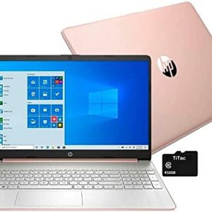 2021 HP 15 15.6” HD Laptop Computer, AMD Ryzen 5 3500U Quad-Core Processor (Beats Intel i5 8250U), 8GB DDR4, 256GB SSD, Webcam, USB C, HDMI, Bluetooth, WiFi, Windows 10, Rose Gold, TiTac Card