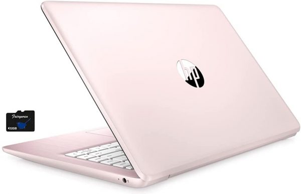 2021 HP Stream 14 inch Laptop, Intel Celeron N4020 Processor, 4GB RAM, 64GB eMMC, WiFi, Bluetooth, Webcam, HDMI, Windows 10 S with Office 365 for 1 Year + Fairywren Card (Rose Pink)