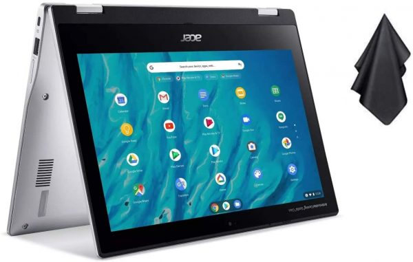 2021 Newest Acer Chromebook Spin 311 Convertible Laptop, MediaTek 8-Core Processor, 11.6" HD Touch, 4GB LPDDR4, 32GB eMMC, Gigabit Wi-Fi 5, Bluetooth 5.0, Google Chrome, Silver + Oydisen Cloth