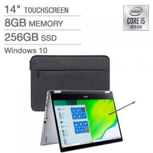 Acer Spin 3 14" Laptop SP314-54N-58Q7 Notebook i5 8GB 256GB SSD Tablet Notebook with Stylus Pen and Sleeve Acer America