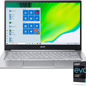 Acer Swift 3 Intel Evo Thin & Light Laptop, 14" Full HD, Intel Core i7-1165G7, Intel Iris Xe Graphics, 8GB LPDDR4X, 256GB NVMe SSD, Wi-Fi 6, Fingerprint Reader, Back-lit KB, SF314-59-75QC