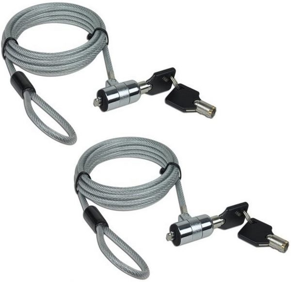 AOMGD 2Pcs 6 feet NoteGuard Kensington Compatible Universal Security Cable Lock with 2 Keys Two Sets