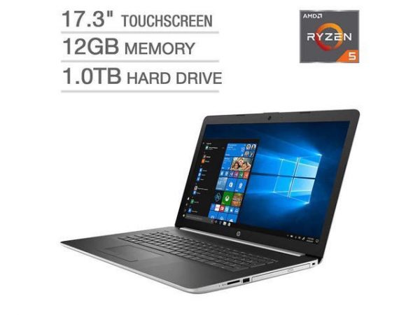 HP 17-ca1065cl 17.3" HD+ HD+ SVA WLED-backlit touch screen 1600 x 900 Notebook, AMD Ryzen 5-3500U, 2.10GHz, 12GB RAM, 1TB HDD, Backlit Keyboard, DVD-RW, Windows 10 Home 64-Bit - Silver HP