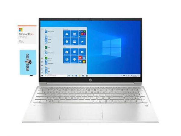 HP Pavilion 15t-eg Home and Business Laptop (Intel i7-1165G7 4-Core, 64GB RAM, 512GB PCIe SSD, 15.6" Full HD (1920x1080), Intel Iris Xe, Fingerprint, Win 10 Pro) with Microsoft 365 Personal , Hub HP