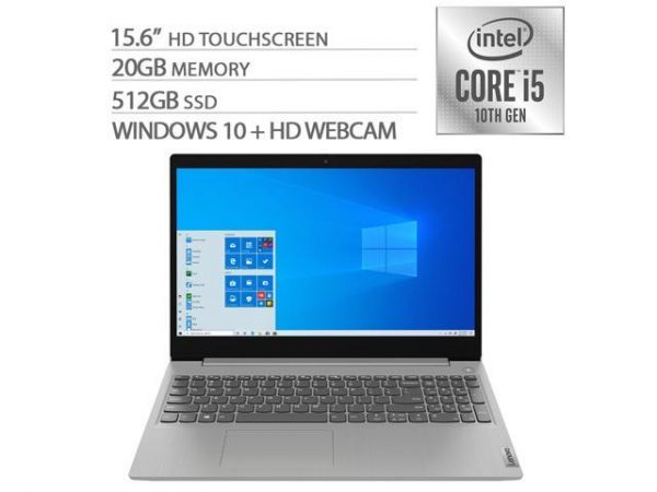 Lenovo IdeaPad 3 Touchscreen Laptop, 15.6" HD, 10th Gen Intel Core i5-1035G1 4-Core up to 3.6 GHz, 20GB RAM, 512GB SSD, WebCam, Keypad, Win 10 Lenovo