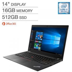 Lenovo ThinkPad T480S Laptop: Core i7-8550U, 16GB RAM, 512GB SSD, 14" Full HD Display Lenovo