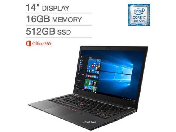 Lenovo ThinkPad T480S Laptop: Core i7-8550U, 16GB RAM, 512GB SSD, 14" Full HD Display Lenovo