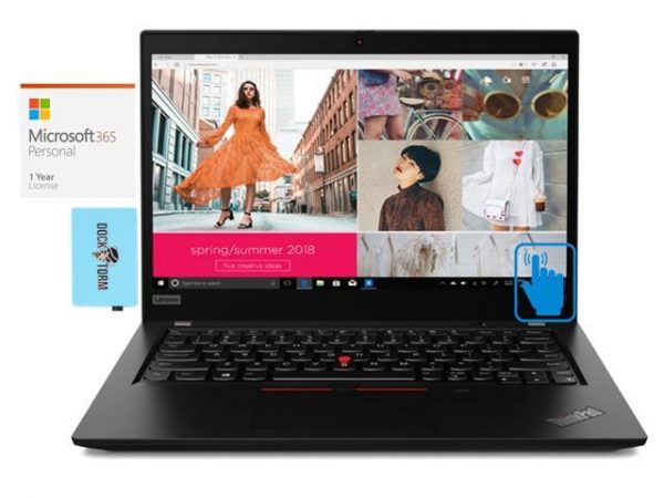 Lenovo ThinkPad X390 Home & Business Laptop (Intel i7-8665U 4-Core, 16GB RAM, 256GB SSD, 13.3" Touch Full HD (1920x1080), Intel UHD, Fingerprint, Win 10 Pro) with Microsoft 365 Personal , Hub Lenovo