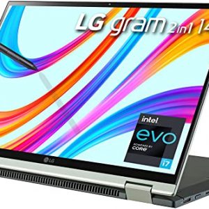 LG Gram 14T90P - 14" WUXGA (1920x1200) 2-in-1 Lightweight Touch Display Laptop, Intel evo with 11th gen Core i7 1165G7 CPU , 16GB RAM, 1TB SSD, 24.5 Hours Battery, Thunderbolt 4, Green - 2021