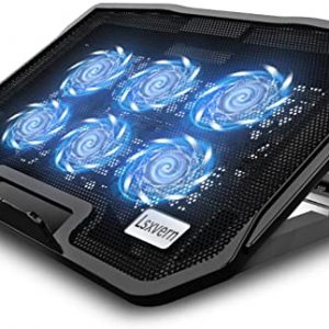 Lsxvern Laptop Cooling Pad, 6-Fan Notebook Laptop Cooler Cooling Pad with LED Lights, Dual 2.0 USB Ports, Suitable for 12-17 Inch Laptops