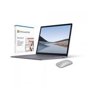 Microsoft Surface Laptop 3 13.5" Intel Core i7 16GB RAM 256GB SSD Platinum with Alcantara + Surface Mobile Mouse Platinum + Microsoft 365 Personal 1 Year For 1 User Microsoft