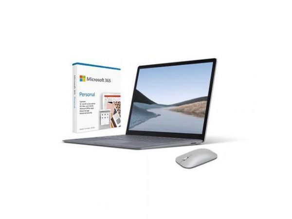 Microsoft Surface Laptop 3 13.5" Intel Core i7 16GB RAM 256GB SSD Platinum with Alcantara + Surface Mobile Mouse Platinum + Microsoft 365 Personal 1 Year For 1 User Microsoft