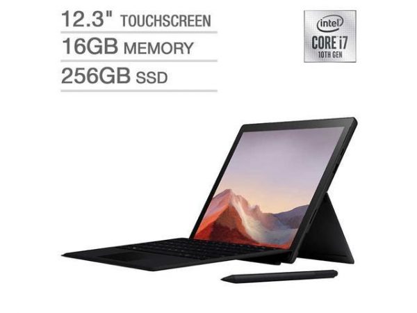 Microsoft Surface Pro 7 Bundle - 10th Gen Intel Core i7 - 2736 x 1824 Display - Windows 10 - Black Laptop Tablet Notebook 16GB memory 256GB SSD Microsoft