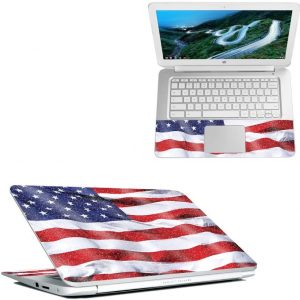 MightySkins Glossy Glitter Skin for HP Chromebook 14" (2018) - American Flag | Protective, Durable High-Gloss Glitter Finish | Easy to Apply, Remove, and Change Styles | Made in The USA