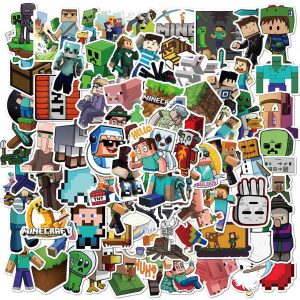 Minecraf_t Stickers - 100 Pack Video Game Theme Funny Vinyl Decals for Laptop,Bumper,Water Bottles,Computer,Phone,Hard hat,Car
