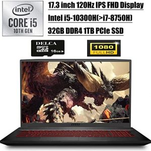 MSI 17 GF75 Thin 2020 Gaming Laptop I 17.3" FHD 120Hz IPS I 10th Gen Intel Quad-Core i5-10300H(>i7-8750H) I 32GB DDR4 1TB PCIe SSD I 4GB GTX 1650 Backlit KB Win 10 + Delca 16GB Micro SD Card