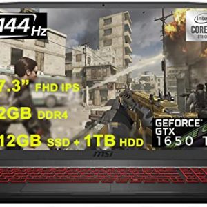 MSI 2021 GF75 Raider Premium Gaming 17 Laptop I 17.3” FHD 144Hz I Intel 4-Core i5-10300H(>i7-8850H) I 32GB DDR4 512GB SSD + 1TB HDD I GeForce GTX 1650Ti 4GB I Backlit Win10 + Delca 32GB MicroSD Card
