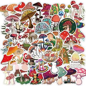 MTOP Mushroom Stickers, 50pcs Vinyl Waterproof Stickers for Laptop, Water Bottles, Bumper,Computer, Phone, Stickers and Decals