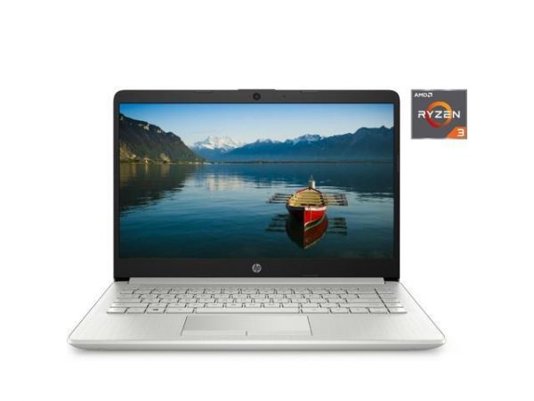NEW HP 14" HD laptop AMD Ryzen 3 (up to 3.5GHz) 128GB SSD 4GB RAM Microphone Webcam Windows 10 Silver - 14-DK1022WM HP