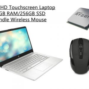 New HP 14" HD Touchscreen Laptop | AMD Ryzen 3 3250U Processor | AMD Radeon Graphics | 12GB RAM | 256GB SSD| Windows 10 Home| Bundle Woov Wireless Mouse HP