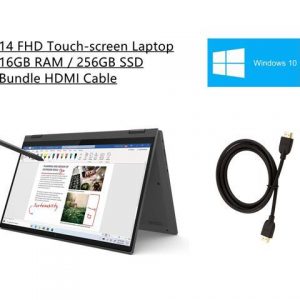 New Lenovo 14" FHD IPS Touchscreen 2-in-1 Laptop | AMD 4th Gen Ryzen 5 4500U | 16GB RAM | 256GB SSD | Windows 10 Home | Backlit Keyboard | Fingerprint Reader | Digital Pen | Bundle with HDMI Cable Lenovo