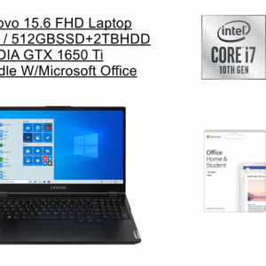 New Lenovo Legion 15.6 FHD Laptop | i7-10750H Processor | GTX1650Ti | 16G RAM | 512GB SSD +2TB HDD | Backlit Keyboard | Windows 10 Home | Bundle with Microsoft Office Lenovo