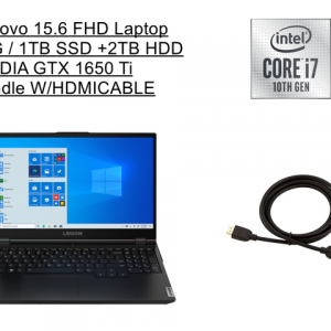 New Lenovo Legion 15.6 FHD Laptop | i7-10750H Processor | GTX1650Ti | 32G RAM | 1TB SSD +2TB HDD | Backlit Keyboard | Windows 10 Home | Bundle with HDMI Cable Lenovo