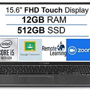 Newest ASUS VivoBook 15.6" FHD Touchscreen Laptop, 10th Gen Intel Quad-Core i5-1035G1 up to 3.6GHz, 12GB DDR4 RAM, 512GB SSD, Fingerprint Reader, WiFi,HDMI, Windows 10 S + AllyFlex Mouspad