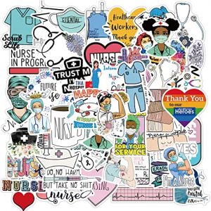 Nurse Angell Stickers 50pcs Hospital Heroes Vinyl Waterproof Stickers for Laptop Skateboard Water Bottles Computer Phone (Nurse)