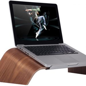 SAMDI Wood Laptop Stand, Gradient Oblique Holder Desktop Bracket Dock for Apple Air Pro, Notebook, Retina 11 12 13 15 and Other PC Notebook (Walnut)