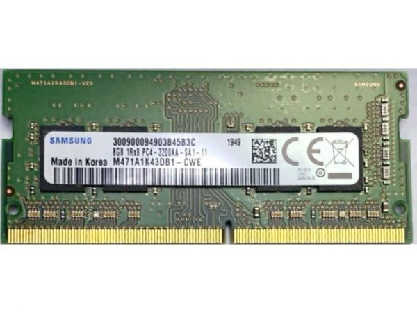 Samsung 8GB DDR4 3200MHz PC4-25600 1.2V 1Rx8 260-Pin SODIMM Laptop RAM Memory Module M471A1K43DB1-CWE SAMSUNG