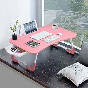 Slendor Laptop Desk Laptop Bed Stand Foldable Laptop Table Folding Breakfast Tray Portable Lap Standing Desk Reading and Writing Holder with Drawer for Bed Couch Sofa Floor